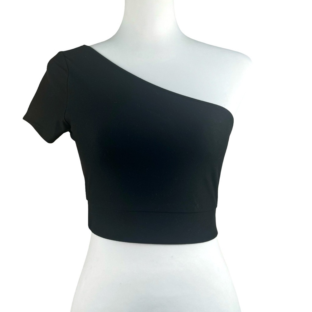 NWT Victoria's Secret Sport Black One Shoulder Stretch Crop Top Size XS